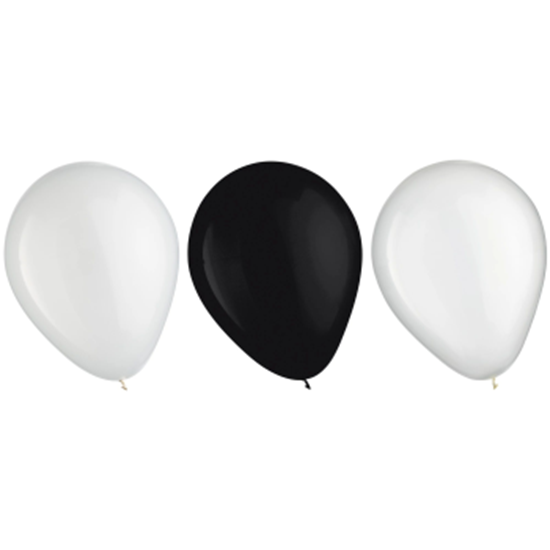 Image sur 11" Color Mix Latex Balloons, 15 ct. - Black And White