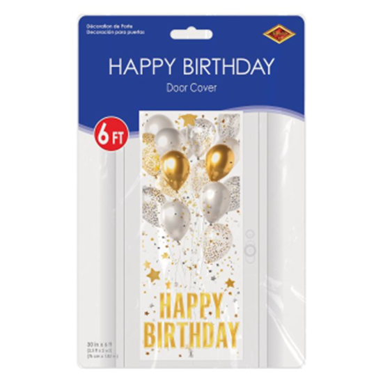 Image sur DECOR - Happy Birthday Door Cover - GOLD BALLOONS