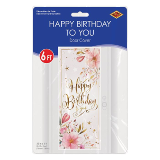 Image sur DECOR - Happy Birthday Door Cover - PINK FLORAL