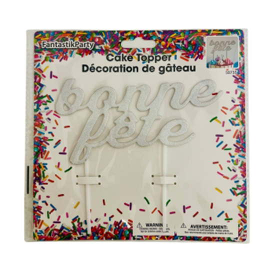 Image sur DECOR - BONNE FETE CAKE TOPPER - SILVER