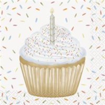 Image de GOLD CELEBRATION - CUPCAKE BEVERAGE NAPKIN 