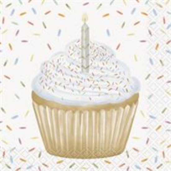 Image sur GOLD CELEBRATION - CUPCAKE BEVERAGE NAPKIN 