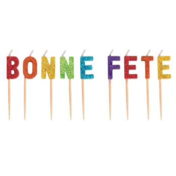 Image de RAINBOW GLITTER BONNE FETE LETTER PICK CANDLE