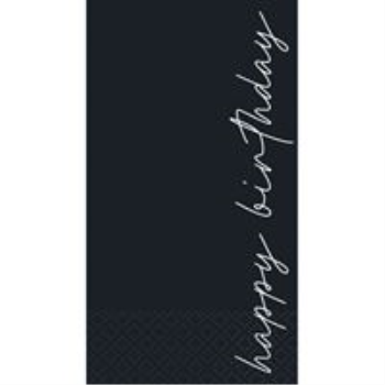 Image de SCRIPT BIRTHDAY BLACK GUEST TOWEL NAPKIN 