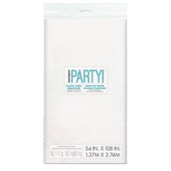 Picture of WHITE EMBOSSED PAPER POLY LINED TABLECOVER