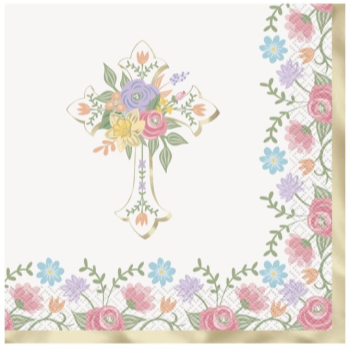 Image de TABLEWARE - EASTER CROSS PINK TONES LUNCHEON NAPKINS