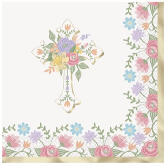 Image sur TABLEWARE - EASTER CROSS PINK TONES LUNCHEON NAPKINS
