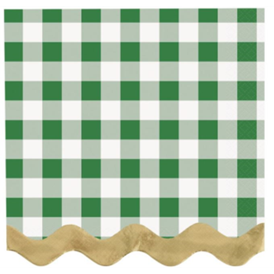 Picture of GARDEN PARTY - PLAID SCALLOP EGDE BEVERAGE NAPKINS