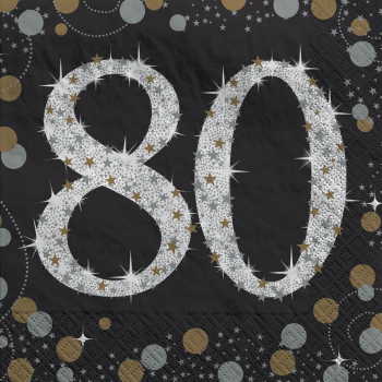 Image de 80TH - SPARKLING "NUMBER ONLY" BEVERAGE NAPKIN