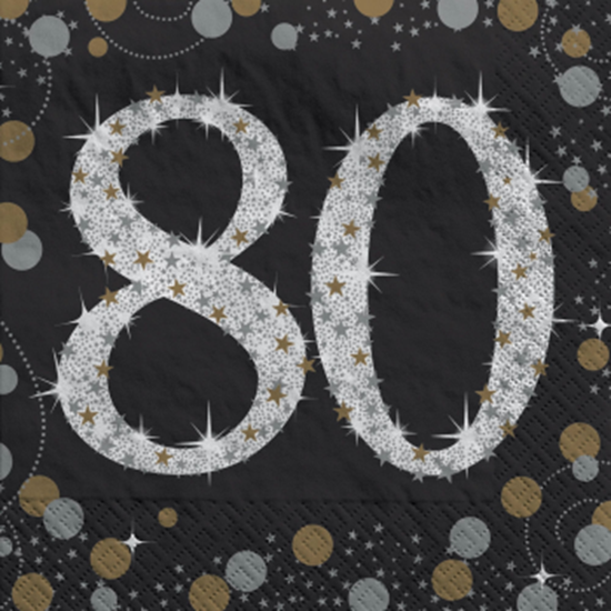 Image sur 80TH - SPARKLING "NUMBER ONLY" BEVERAGE NAPKIN