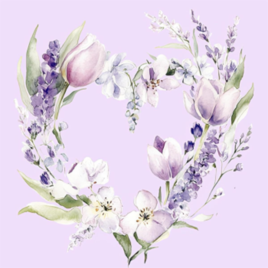 Picture of FLORAL LUNCHEON NAPKINS - LAVENDAR HEART