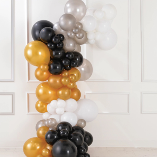 Image sur Balloon Garland Kit - Black, Silver, Gold, White