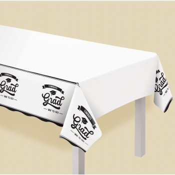 Picture of TABLEWARE - School Spirit Plastic Table Cover - White