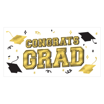 Picture of DECOR - Grad Large Horizontal Banner, Black Silver Gold