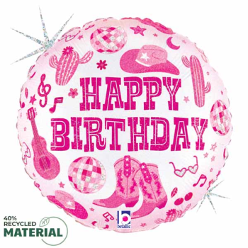 Picture of 18" FOIL - DISCO COWGIRL HAPPY BIRTHDAY