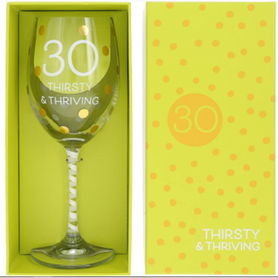 Picture of 30th - 16oz CRYSTAL WINE GLASS