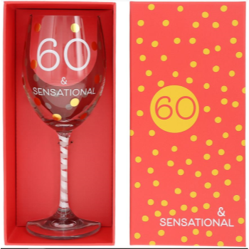 Picture of 60th - 16oz CRYSTAL WINE GLASS