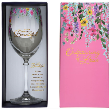 Picture of GIFT LINE -  HAPPY BIRTHDAY 16oz CRYSTAL WINE GLASS
