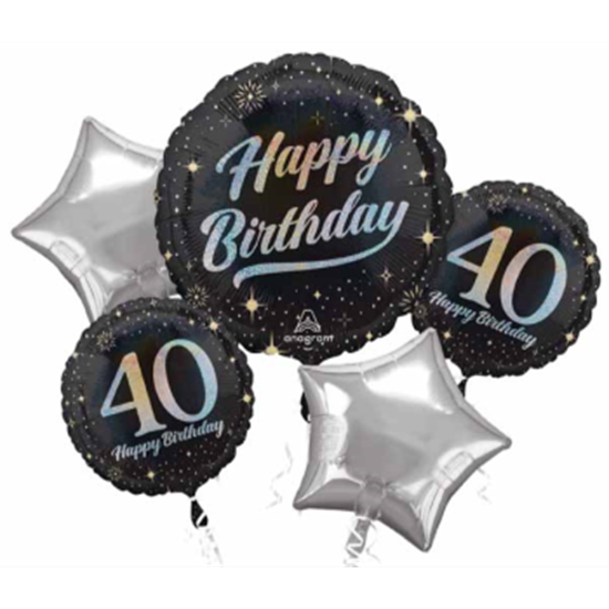 Image sur 18" FOIL - SPARKLING 40th BIRTHDAY BOUQUET