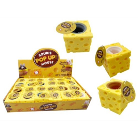 Picture of FAVOUR - SQUISHY POP OUT MOUSE IN CHEESE CUBE