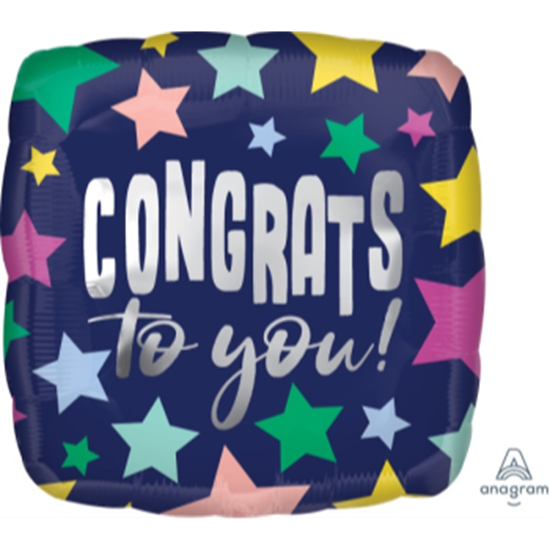 Picture of 18" FOIL - CONGRATS STARS NAVY 
