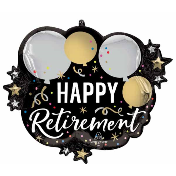 Image de 28" SUPERSHAPE - HAPPY RETIREMENT - BLK/GOLD/SILVER
