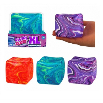 Picture of FAVOUR - SQUISHY JUMBO CUBE in CASE 8cm - SWIRL 