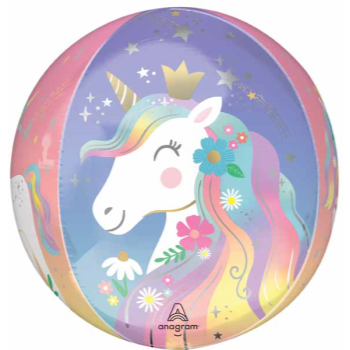 Image de 16'' WHIMSICAL UNICORN HBD ORBZ BALLOON 