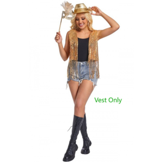 Picture of GOLD - SEQUIN FRINGE VEST - PLUS