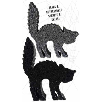 Picture of DECOR - GEMSTONE BEDAZZLED BLACK CAT - SILVER