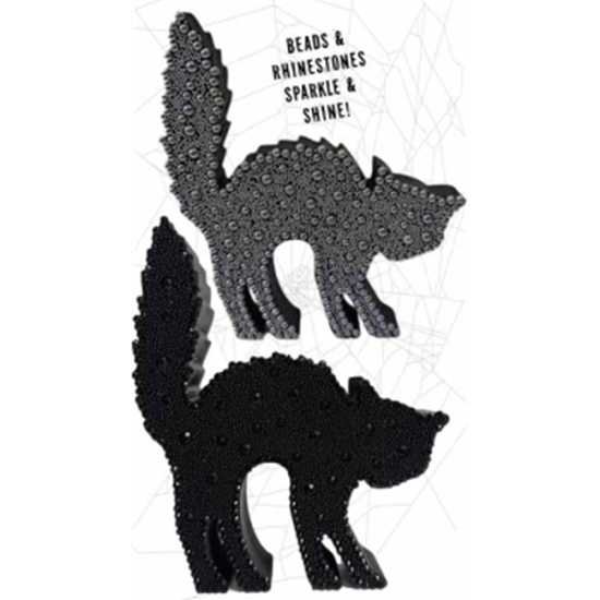 Picture of DECOR - GEMSTONE BEDAZZLED BLACK CAT - SILVER