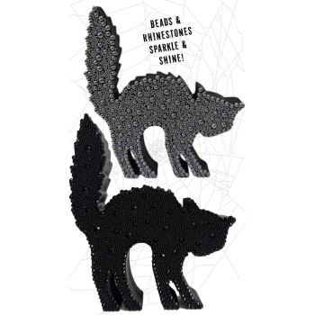Picture of DECOR - GEMSTONE BEDAZZLED BLACK CAT - BLACK