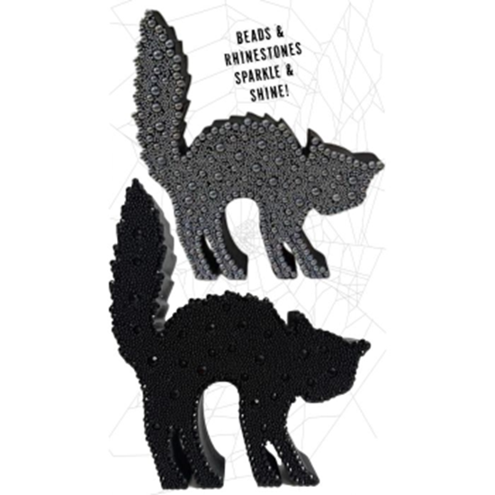 Picture of DECOR - GEMSTONE BEDAZZLED BLACK CAT - BLACK