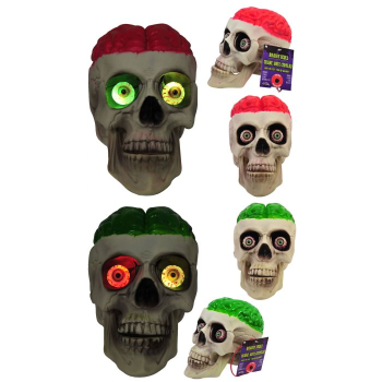 Picture of DECOR - LIGHT UP BRAINY SKULL - GREEN