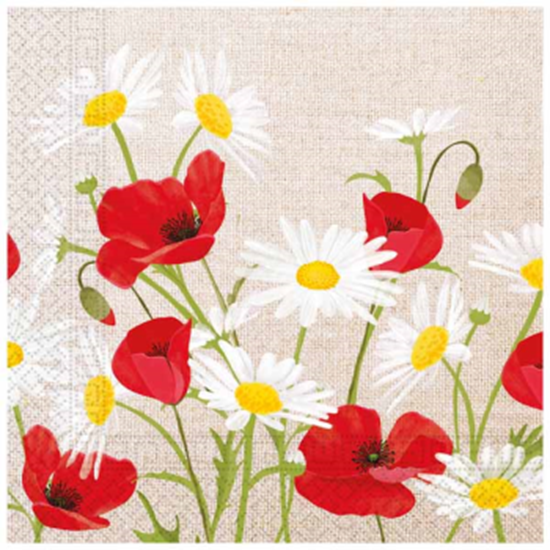 Picture of LUNCHEON NAPKIN 3PLY - DAISIES AND POPPIES
