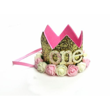 Picture of WEARABLE - First Birthday Crown One Roses Gold Glitter