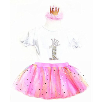 Picture of WEARABLE - 1st CROWN Birthday Shirt, Tutu & Crown Pastels XS Size