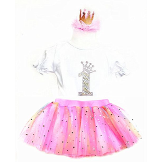 Picture of WEARABLE - 1st CROWN Birthday Shirt, Tutu & Crown Pastels XS Size