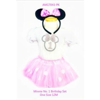 Picture of WEARABLE - Minnie Pink 1st Birthday Shirt, Skirt and Headband XS